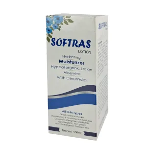 SOFTRAS Hypoallergenic Hydrating Moisturizer Lotion with Aloe Vera & Ceramides (100ml)